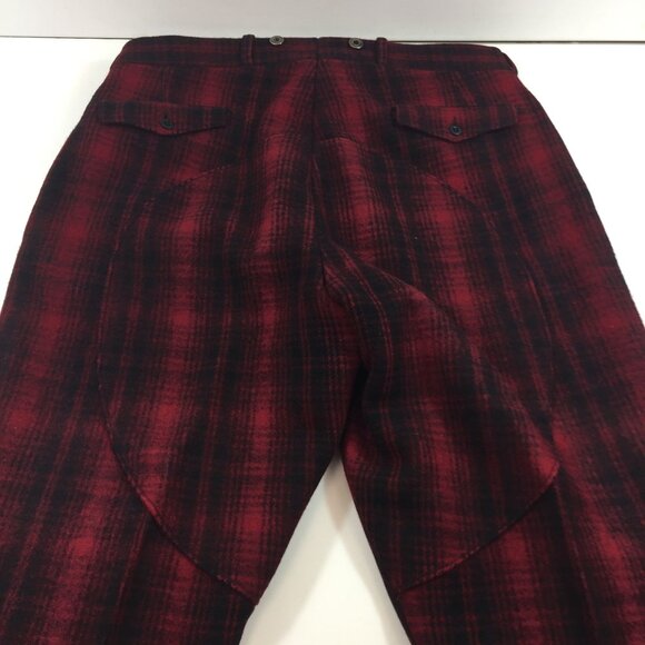 Vintage 1940s Mens Woolrich Mackinaw Red Black Plaid Pants Hunting Wool Size 46 - Picture 7 of 13